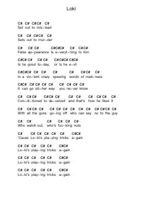Loki Piano letter notes by Rancid - Arr.Boralph Giltin