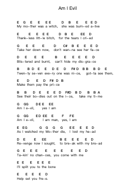 Am I Evil Piano letter notes by Diamond Head - Arr.Sampcon Mevans