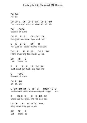 Hobophobic Scared Of Bums 鋼琴字母譜由 NOFX - 編曲 Bettiane Rexpoe