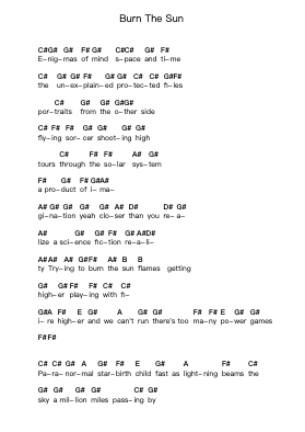 Burn The Sun Piano letter notes by Ark - Arr.Ogfey