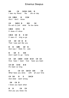 Emenius Sleepus Piano letter notes by Green Day - Arr.O'Cakeats Leofunk