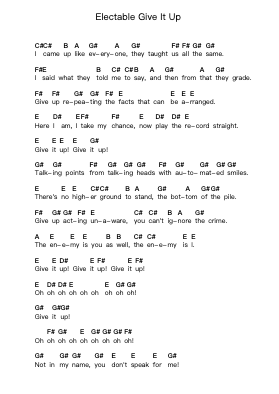 Electable Give It Up Piano letter notes by Jimmy Eat World - Arr.Danch Hernior