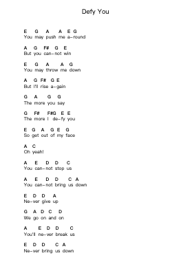 Defy You Piano letter notes by The Offspring - Arr.Kyletus Stanchloe