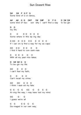 Sun Doesnt Rise Piano letter notes by Mushroomhead - Arr.Alac Floleigh