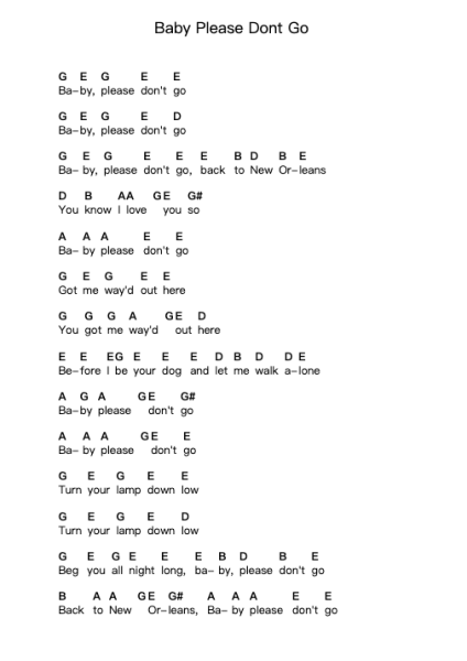 Baby Please Dont Go Piano letter notes by Lightnin' Hopkins - Arr.Bairdkeith Cysoon