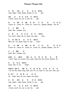 Please Please Me 钢琴字母谱由 The Beatles - 编曲 Huxver Birdnee