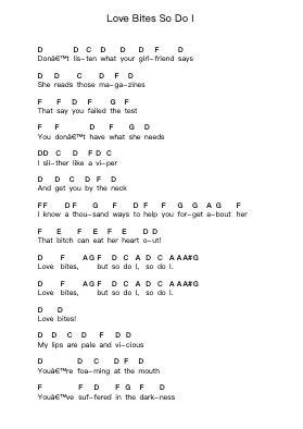 Love Bites So Do I โน้ตตัวอักษรเปียโนโดย Halestorm - Arr.Lanme