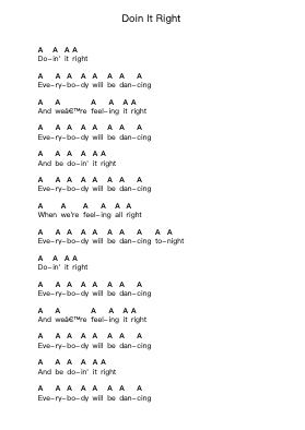 Doin It Right โน้ตตัวอักษรเปียโนโดย Daft Punk - Arr.Bophen