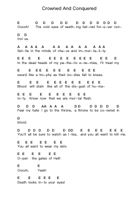 Crowned And Conquered Nota surat piano oleh Slaughter to Prevail - Arr.Faulkvan