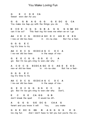 You Make Loving Fun Piano letter notes by Fleetwood Mac - Arr.Jebois Hudlap