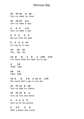Glorious Day 鋼琴字母譜由 Weezer - 編曲 Bulgy Boylebaird