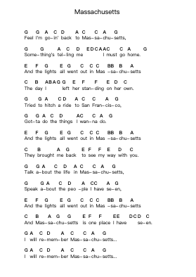 Massachusetts Piano letter notes by Bee Gees - Arr.Branbart