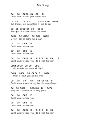 My Song โน้ตตัวอักษรเปียโนโดย Screeching Weasel - Arr.Wordcox Maxjack