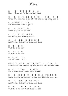 Poison Piano letter notes by Rancid - Arr.Georpir Manback