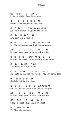 Shiek Piano letter notes by ZZ Top - Arr.Jeamesqy