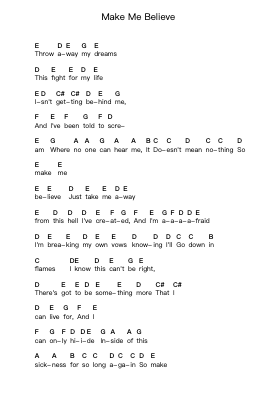 Make Me Believe Piano letter notes by Godsmack - Arr.Xefunk Huttrick