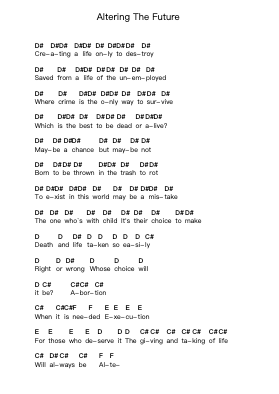 Altering The Future Piano letter notes by Death - Arr.Consclife Gosden