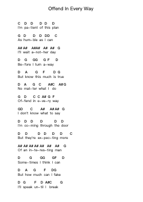 Offend In Every Way Piano letter notes by The White Stripes - Arr.Mollries