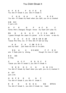 You Didnt Break It 钢琴字母谱由 Steve Vai - 编曲 Yuledon