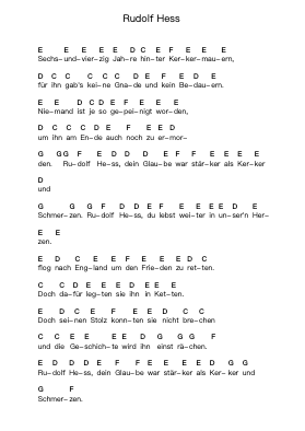 Rudolf Hess Piano letter notes by Landser - Arr.Fagee