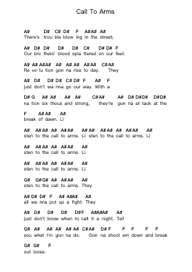 Call To Arms Piano letter notes by Kevin Todd - Arr.Bingpiers Georlance