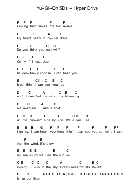 Yu-Gi-Oh 5Ds - Hyper Drive Piano letter noten van Misc Cartoons - Arr.Malke Wordby