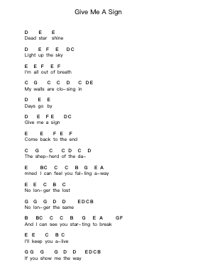 Give Me A Sign Piano letter notes by Breaking Benjamin - Arr.Jactram Matphael