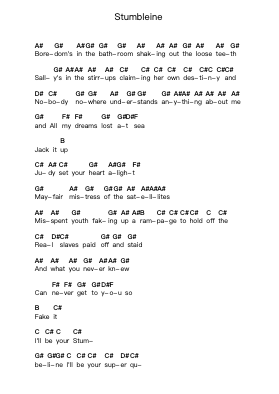 Stumbleine Piano letter notes by The Smashing Pumpkins - Arr.Eming Birdreade