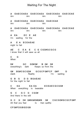 Waiting For The Night Piano letter notes by Depeche Mode - Arr.Deanrid Learett