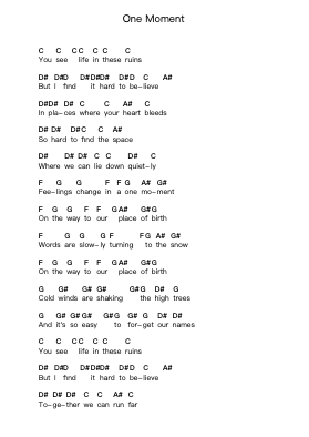 One Moment Klavierbuchstaben-Noten von Motorama - Arr.Souyet Jamesnolds