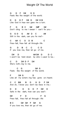 Weight Of The World Piano letter notes by Evanescence - Arr.Kathtta