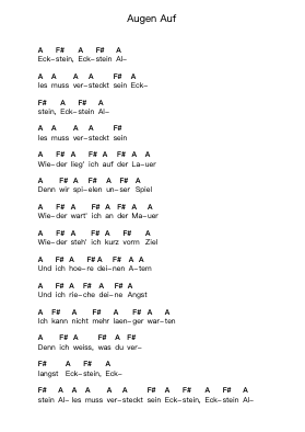 Augen Auf Piano letter notes by OOMPH! - Arr.Colyork