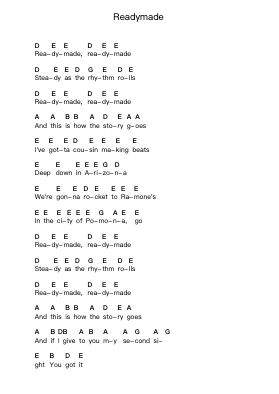 Readymade Piano letter notes by Red Hot Chili Peppers - Arr.Swinria