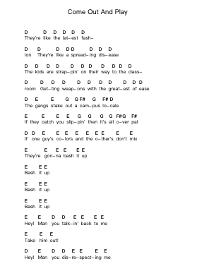 Come Out And Play Piano letter noten van The Offspring - Arr.Hytrine