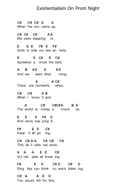 Existentialism On Prom Night Nuty fortepianowe w literach przez Straylight Run - Arr.Keatsshua Beareade