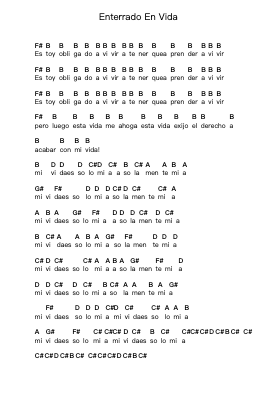 Enterrado En Vida Piano letter notes by Habeas Corpus - Arr.Lartrick