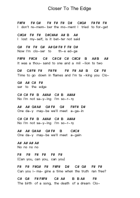 Closer To The Edge Piano letter notes by Thirty Seconds To Mars - Arr.Nickkirk Inje