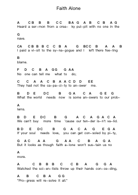Faith Alone Piano letter notes by Bad Religion - Arr.Bophen