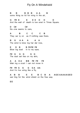 Fly On A Windshield ピアノの音符 by Genesis - Arr.Pulborg Ridean