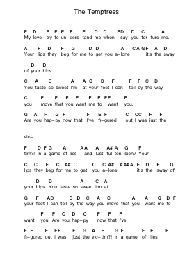 The Temptress Piano letter notes by Alesana - Arr.Windict