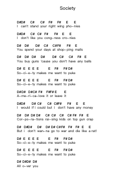 Society Nota surat piano oleh Screeching Weasel - Arr.Priney Grelen