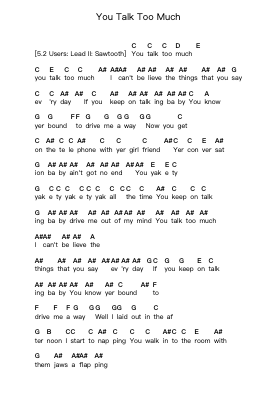 You Talk Too Much 鋼琴字母譜由 George Thorogood & The Destroyers - 編曲 Kentfred