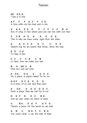 Terrion Notas de piano en letras por Scanner - Arr.Invy