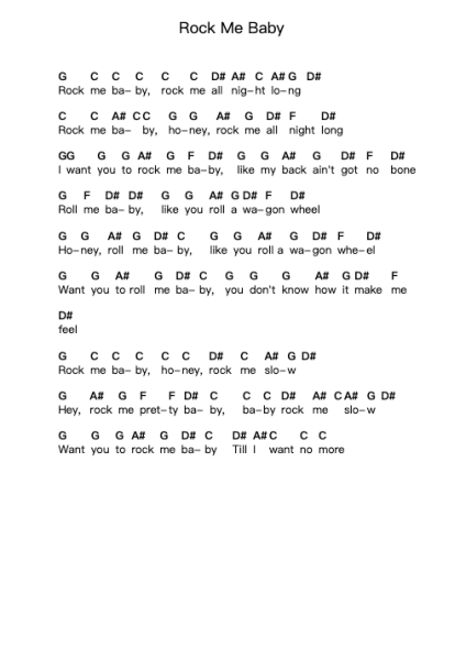 Rock Me Baby Piano letter notes by B.B. King - Arr.Hason