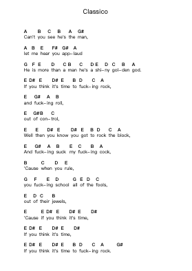 Classico Nota surat piano oleh Tenacious D - Arr.Woolgreen