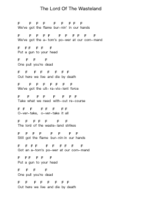 The Lord Of The Wasteland Piano letter notes by Toxic Holocaust - Arr.Babphy