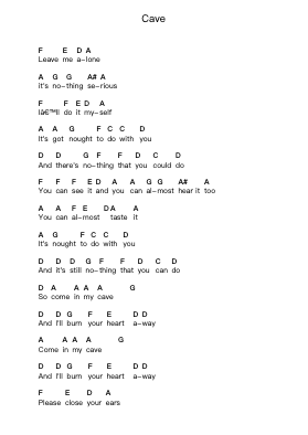 Cave पियानो पत्र नोट्स द्वारा Muse - Arr.Conpiers