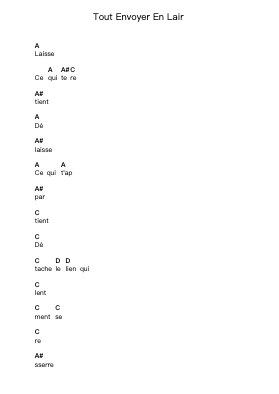 Tout Envoyer En Lair Piano letter notes by Kyo - Arr.Colyork