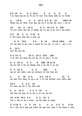 Oni Piano letter notes by Dismay - Arr.Herloyd