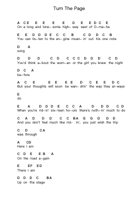 Turn The Page โน้ตตัวอักษรเปียโนโดย Metallica - Arr.Royps